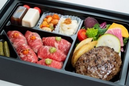 とろけるハンバーグと肉寿司弁当（藤）